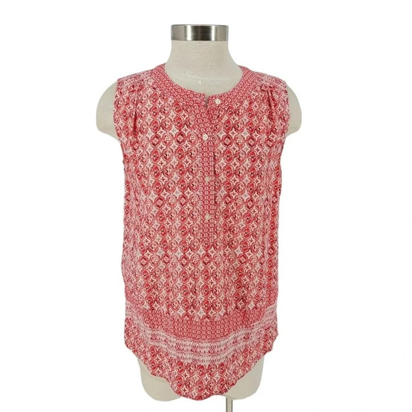 GAP Shirt Red Moroccan Sleeveless Henley Popover Tank Top - Picture 1 of 8